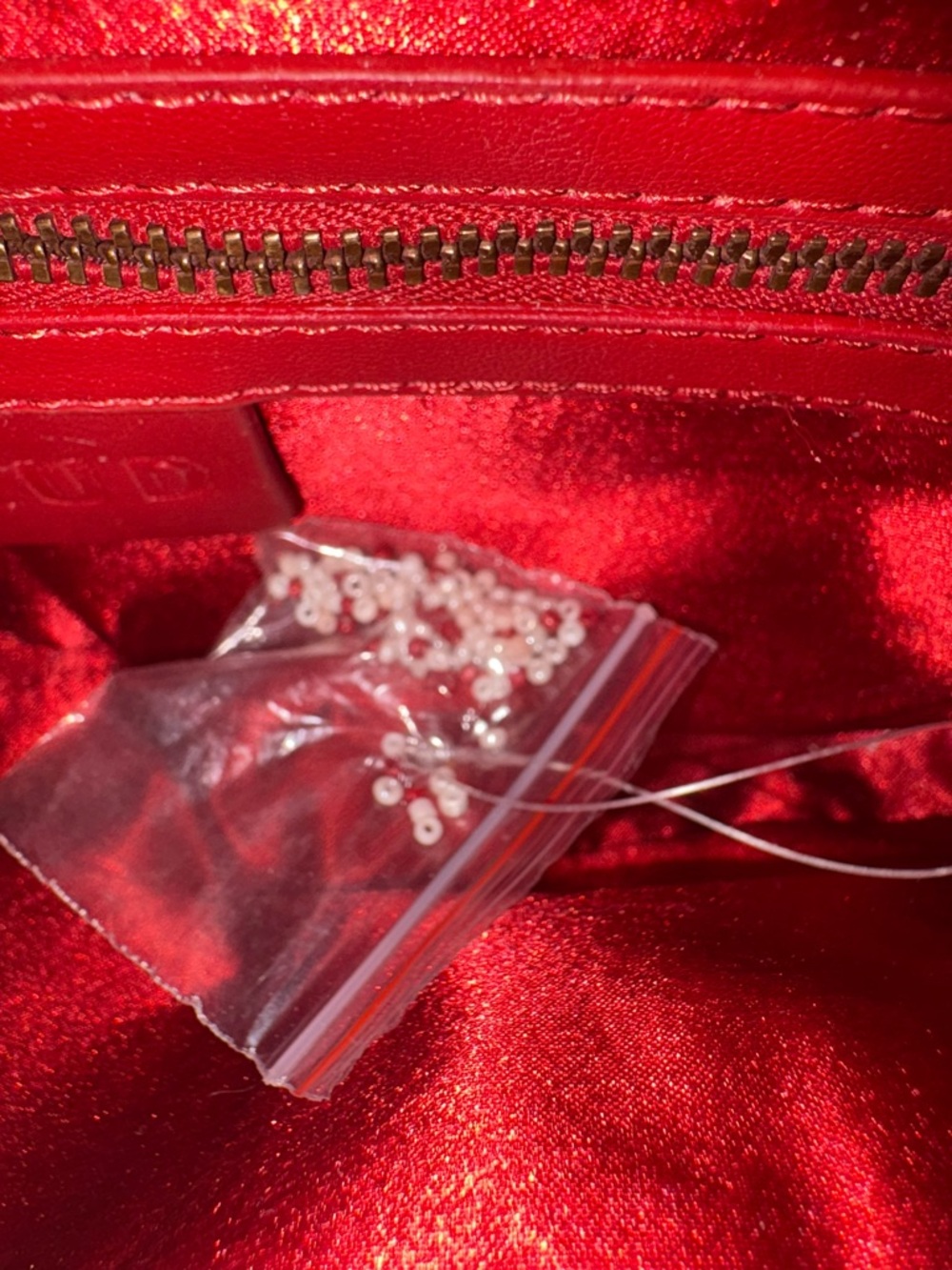 STAUD Red and White Beaded Shoulder Bag with Zebra Motif - Picture 3 of 6